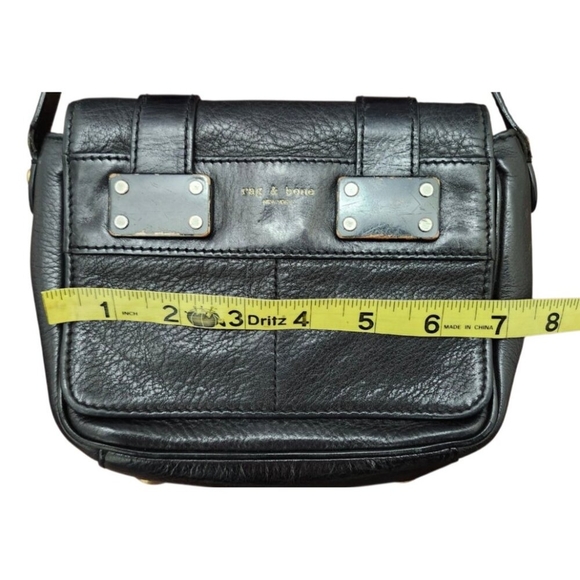 Rag & Bone Black Leather Crossbody Bag Flap Buckle Closure Adjustable Strap - Picture 9 of 11